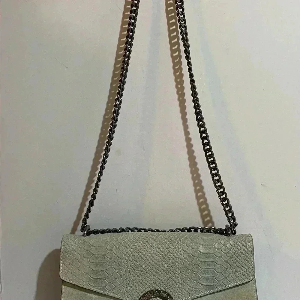 Handcrafted vintage green blue leather suede satchel handbag